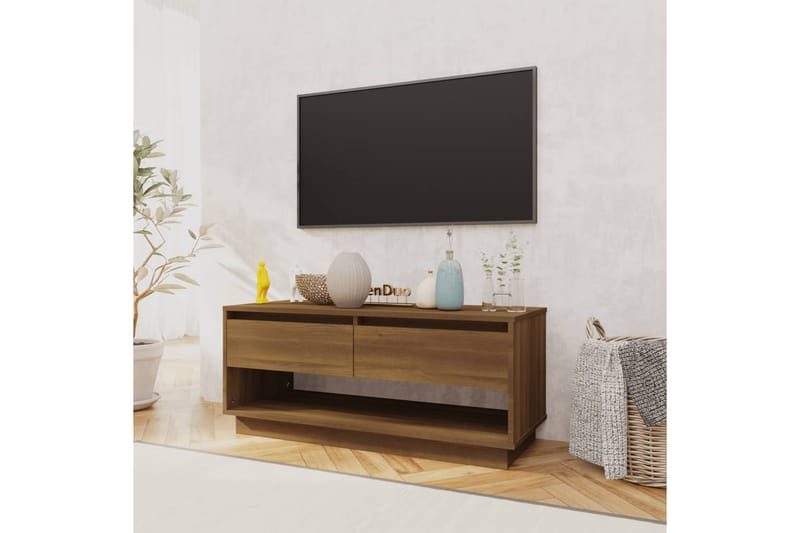 TV-bänk brun ek 102x41x44 cm spånskiva - Brun - Tv-bänkar