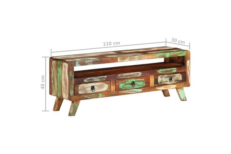 TV-bänk flerfärgad 110x30x40 cm massivt återvunnet trä - Flerfärgad - Möbler - Vardagsrum - Tv-möbler & mediamöbler - Tv-bänkar