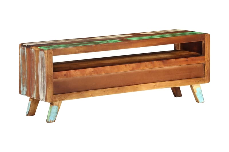 TV-bänk flerfärgad 110x30x40 cm massivt återvunnet trä - Flerfärgad - Möbler - Vardagsrum - Tv-möbler & mediamöbler - Tv-bänkar