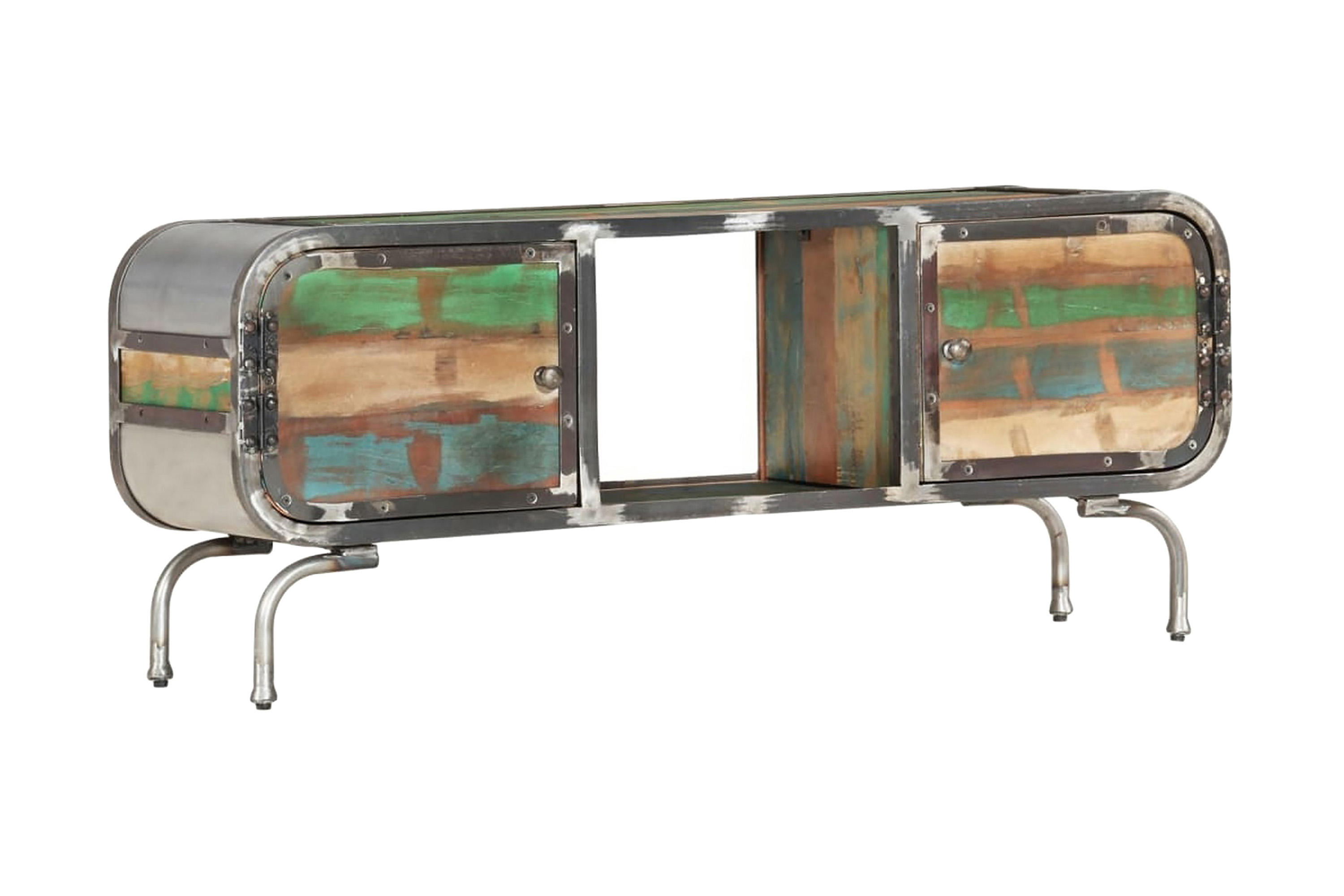 Tv-bänk flerfärgad 110x30x42 cm massivt återvunnet trä – Flerfärgsdesign