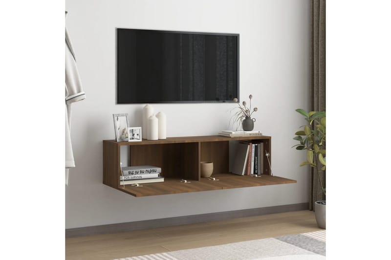 TV-bänk för vägg brun ek 120x30x30 cm konstruerat trä - Brun - Möbler - Vardagsrum - Tv-möbler & mediamöbler - Tv-bänkar