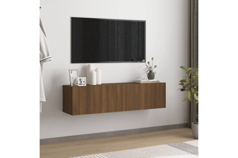 TV-bänk för vägg brun ek 120x30x30 cm konstruerat trä - Brun - Möbler - Vardagsrum - Tv-möbler & mediamöbler - Tv-bänkar