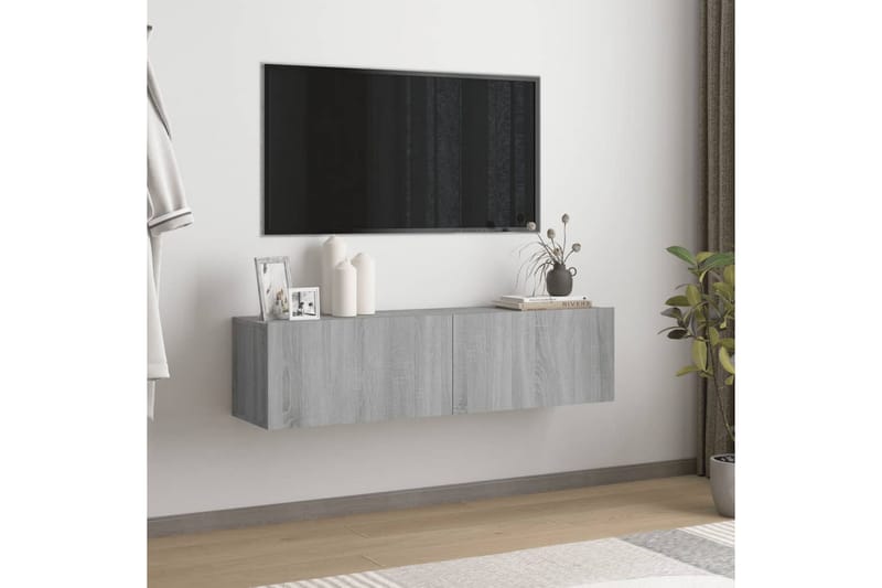 TV-bänk för vägg grå sonoma 120x30x30 cm konstruerat trä - Grå - Tv-bänkar