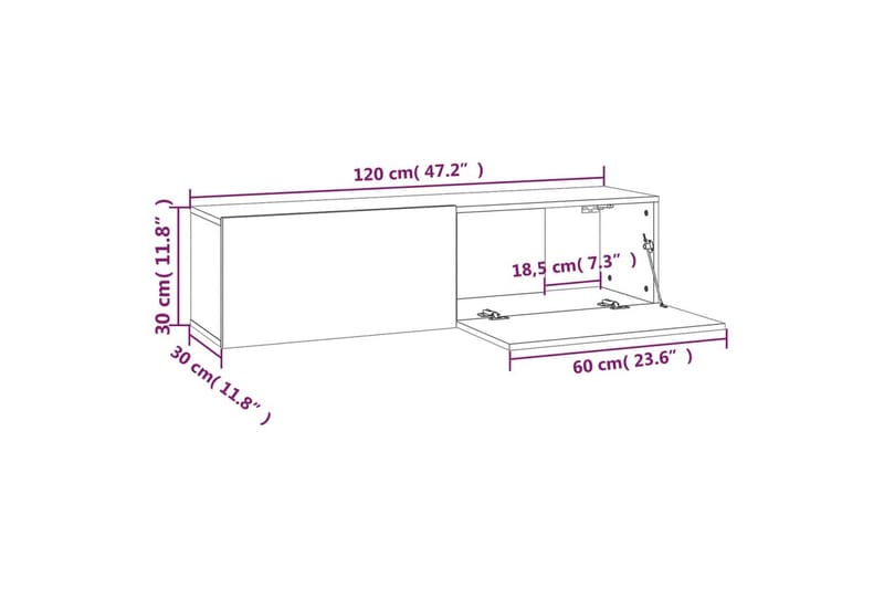 TV-bänk för vägg grå sonoma 120x30x30 cm konstruerat trä - Grå - Tv-bänkar