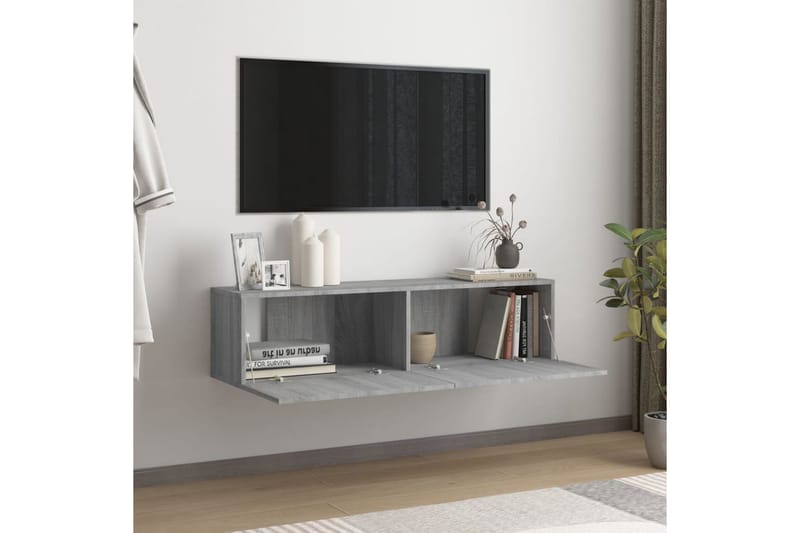 TV-bänk för vägg grå sonoma 120x30x30 cm konstruerat trä - Grå - Tv-bänkar