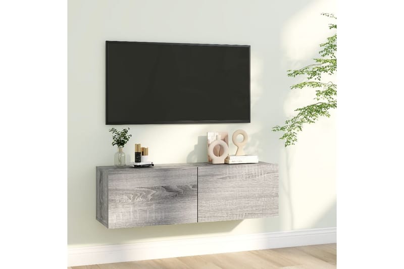 Tv-bänk för vägg grå sonoma-ek 100x30x30 cm konstruerat trä - Grå - Möbler - Vardagsrum - Tv-möbler & mediamöbler - Tv-bänkar