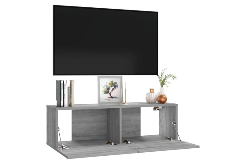 Tv-bänk för vägg grå sonoma-ek 100x30x30 cm konstruerat trä - Grå - Tv-bänkar