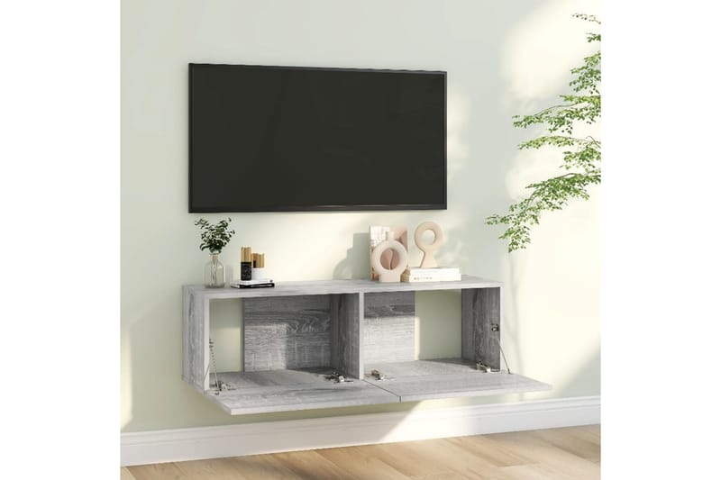 Tv-bänk för vägg grå sonoma-ek 100x30x30 cm konstruerat trä - Grå - Möbler - Vardagsrum - Tv-möbler & mediamöbler - Tv-bänkar