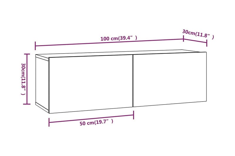 Tv-bänk för vägg grå sonoma-ek 100x30x30 cm konstruerat trä - Grå - Möbler - Vardagsrum - Tv-möbler & mediamöbler - Tv-bänkar