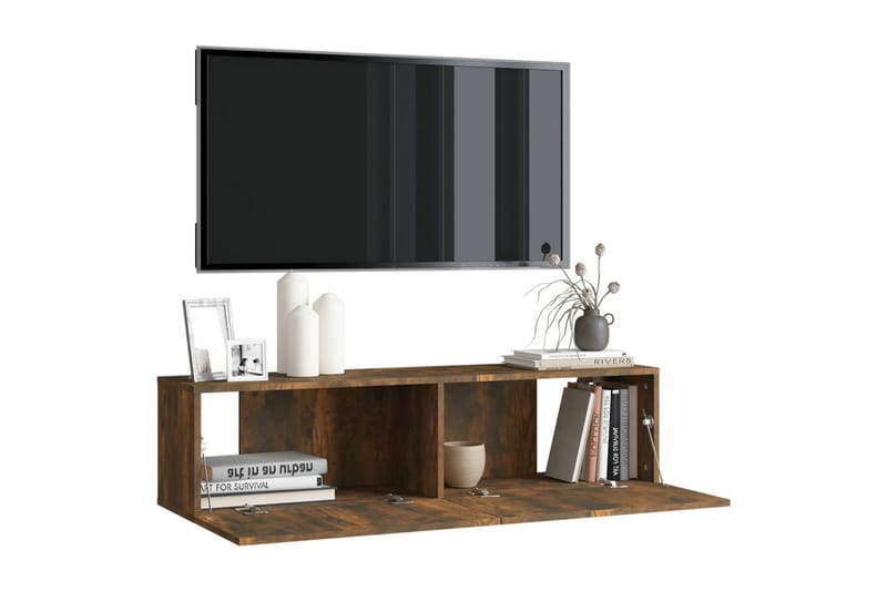 Tv-bänk för vägg rökfärgad ek 120x30x30 cm konstruerat trä - Brun - Möbler - Vardagsrum - Tv-möbler & mediamöbler - Tv-bänkar