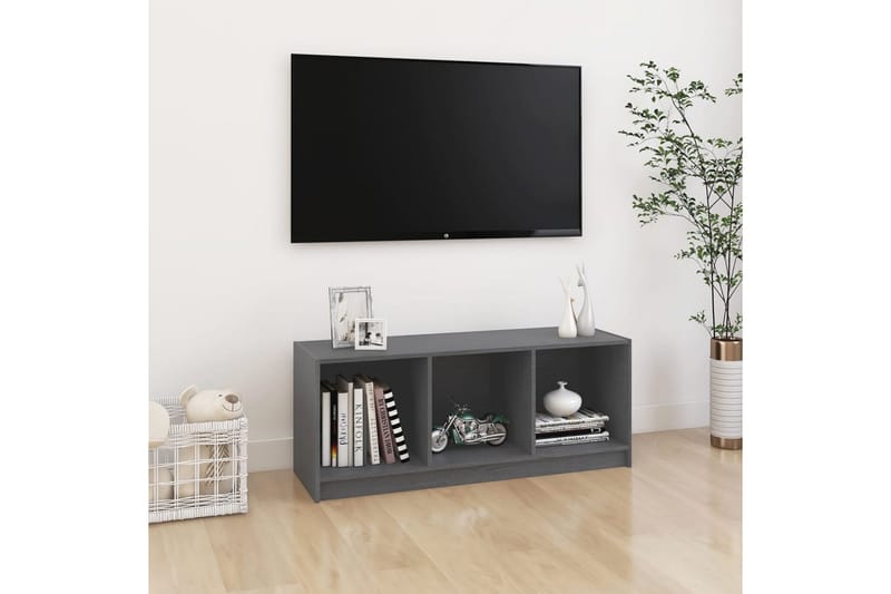 TV-bänk grå 104x33x41 cm massiv furu - Grå - Möbler - Vardagsrum - Tv-möbler & mediamöbler - Tv-bänkar