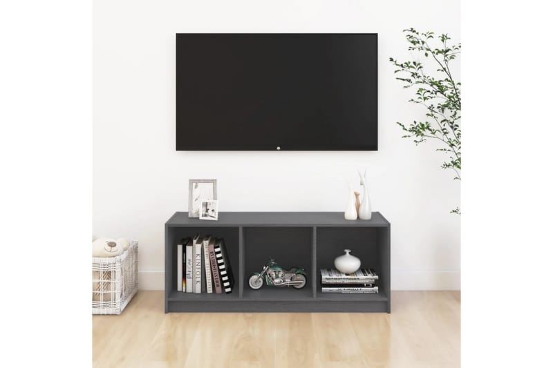 TV-bänk grå 104x33x41 cm massiv furu - Grå - Möbler - Vardagsrum - Tv-möbler & mediamöbler - Tv-bänkar