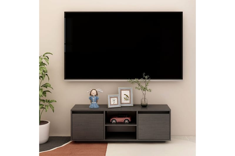 TV-bänk grå 110x30x40 cm massiv furu - Grå - Tv-bänkar