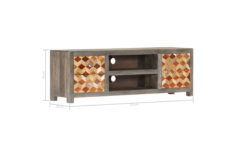 TV-bänk grå 120x30x40 cm massivt mangoträ - Grå - Möbler - Vardagsrum - Tv-möbler & mediamöbler - Tv-bänkar