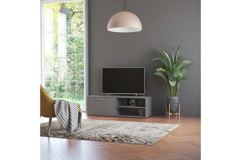 TV-bänk grå 120x34x37 cm spånskiva - Grå - Möbler - Vardagsrum - Tv-möbler & mediamöbler - Tv-bänkar
