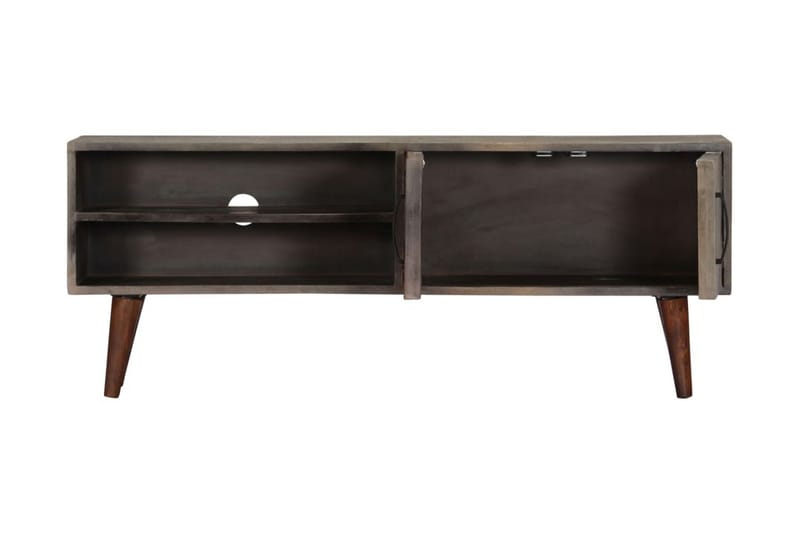 TV-bänk grå 130x30x46 cm massivt grovt mangoträ - Grå - Möbler - Vardagsrum - Tv-möbler & mediamöbler - Tv-bänkar