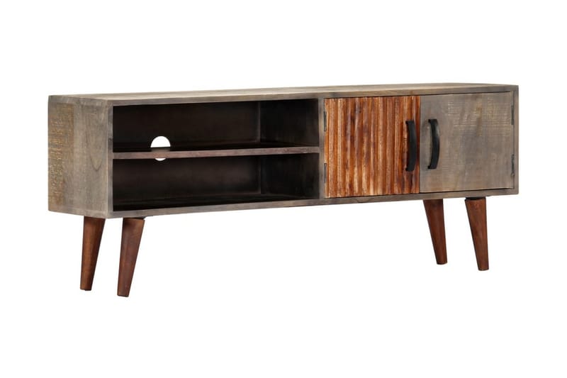 TV-bänk grå 130x30x46 cm massivt grovt mangoträ - Grå - Möbler - Vardagsrum - Tv-möbler & mediamöbler - Tv-bänkar