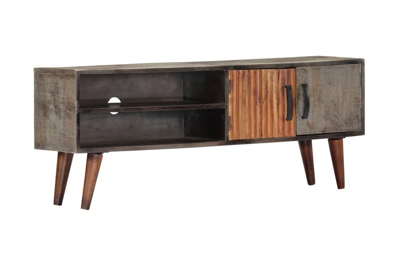 TV-bänk grå 130x30x46 cm massivt grovt mangoträ - Grå - Möbler - Vardagsrum - Tv-möbler & mediamöbler - Tv-bänkar