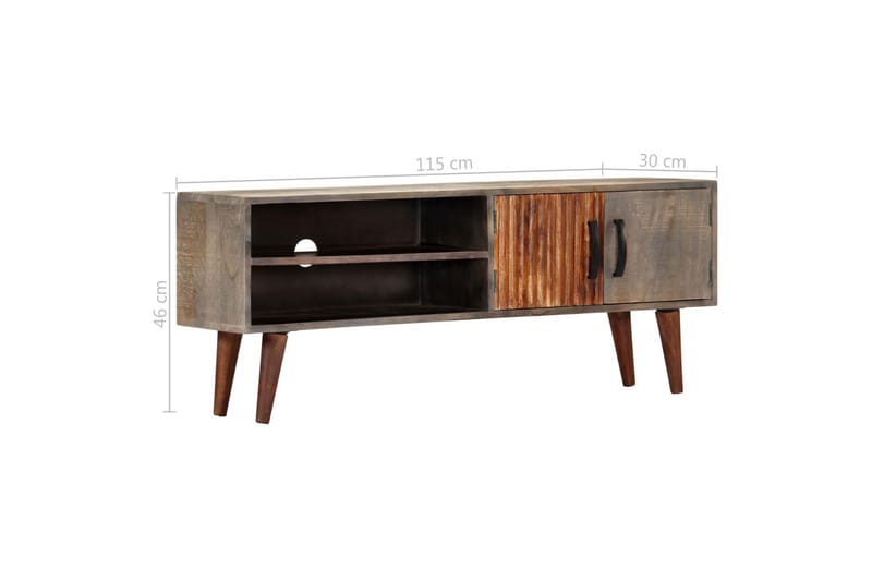 TV-bänk grå 130x30x46 cm massivt grovt mangoträ - Grå - Möbler - Vardagsrum - Tv-möbler & mediamöbler - Tv-bänkar