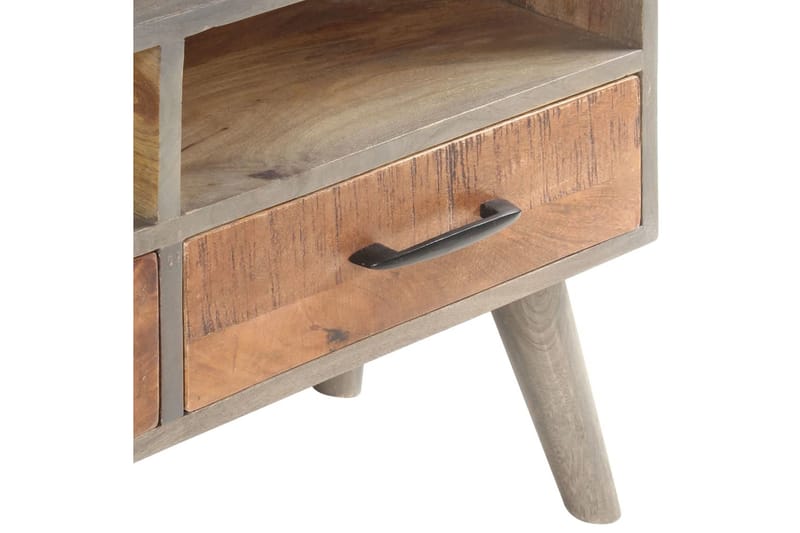 TV-bänk grå 130x35x51 cm massivt grovt mangoträ - Grå - Möbler - Vardagsrum - Tv-möbler & mediamöbler - Tv-bänkar