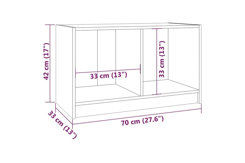 TV-bänk grå 70x33x42 cm massiv furu - Grå - Tv-bänkar