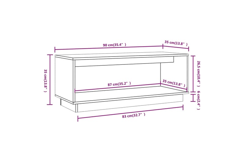 Tv-bänk grå 90x35x35 cm massiv furu - Grå - Möbler - Vardagsrum - Tv-möbler & mediamöbler - Tv-bänkar