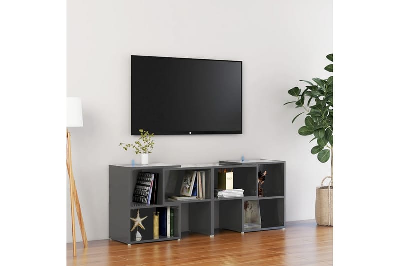 TV-bänk grå högglans 104x30x52 cm spånskiva - Grå - Tv-bänkar