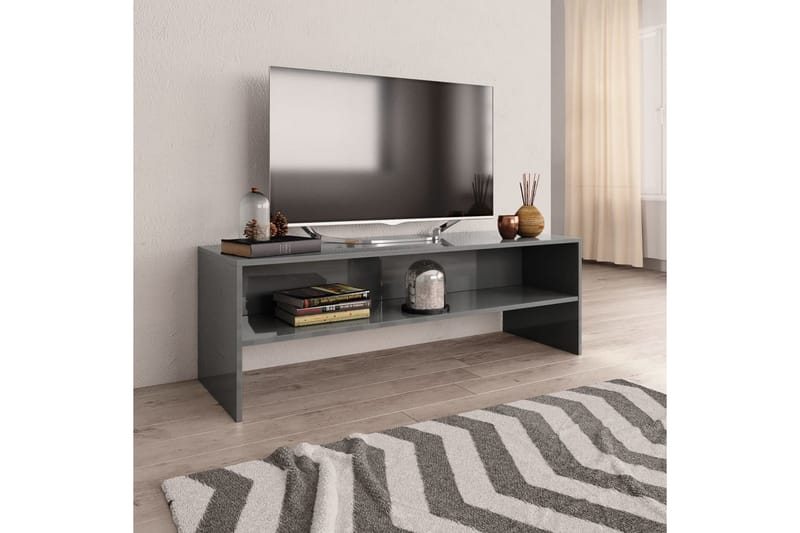TV-bänk grå högglans 120x40x40 cm spånskiva - Grå - Möbler - Vardagsrum - Tv-möbler & mediamöbler - Tv-bänkar