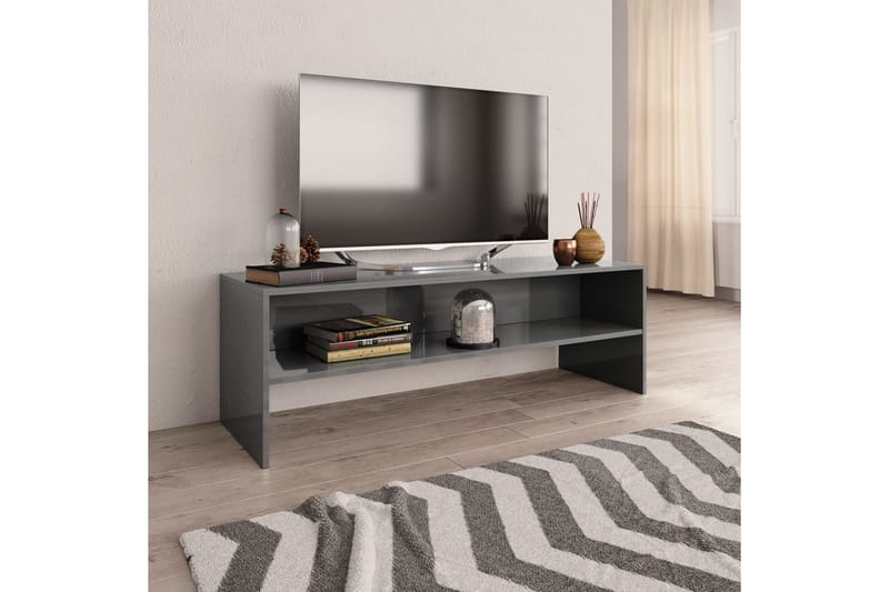 TV-bänk grå högglans 120x40x40 cm spånskiva - Grå - Tv-bänkar