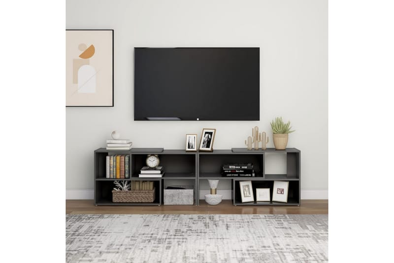 TV-bänk grå högglans 149x30x52 cm spånskiva - Grå - Möbler - Vardagsrum - Tv-möbler & mediamöbler - Tv-bänkar