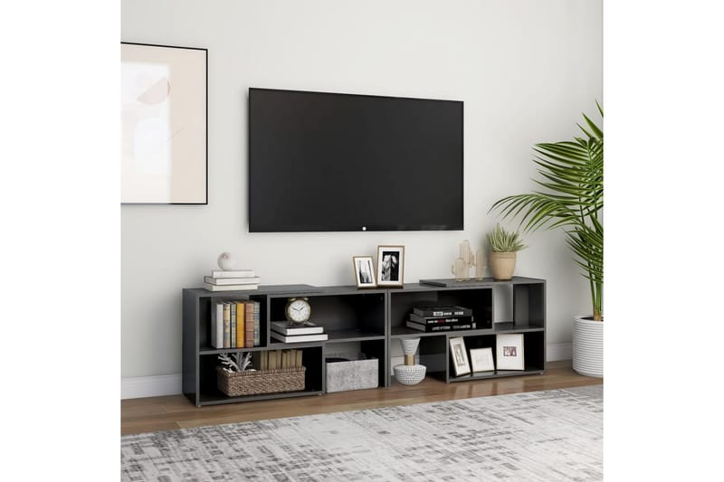 TV-bänk grå högglans 149x30x52 cm spånskiva - Grå - Tv-bänkar