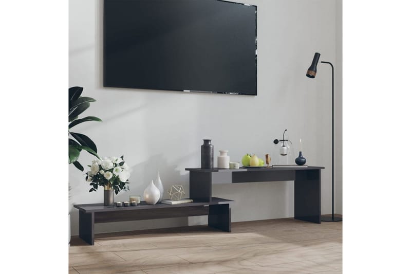 TV-bänk grå högglans 180x30x43 cm spånskiva - Grå - Tv-bänkar