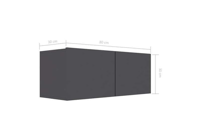 TV-bänk grå högglans 80x30x30 cm spånskiva - Grå - Tv-bänkar