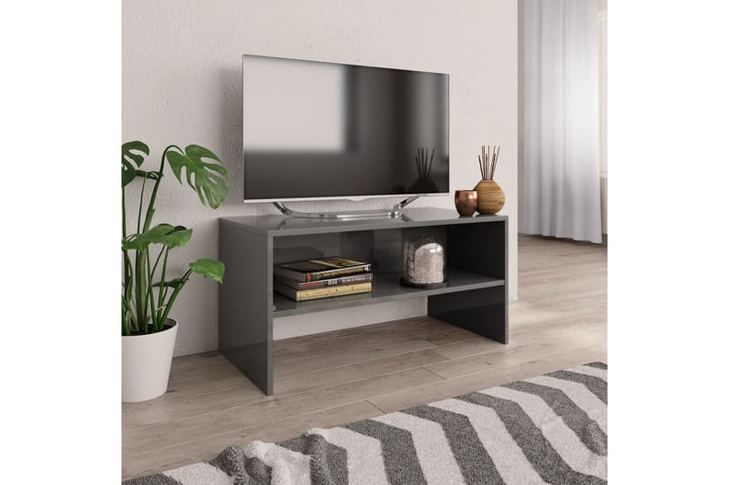 TV-bänk grå högglans 80x40x40 cm spånskiva - Grå - Tv-bänkar