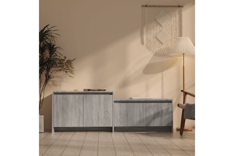 TV-bänk grå sonoma-ek 146,5x35x50 cm spånskiva - Grå - Möbler - Vardagsrum - Tv-möbler & mediamöbler - Tv-bänkar