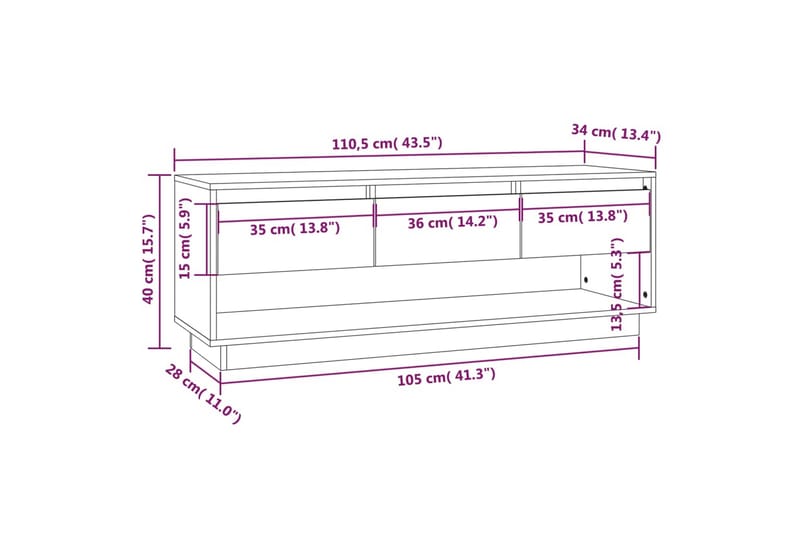 Tv-bänk honungsbrun 110,5x34x40 cm massiv furu - Brun - Möbler - Vardagsrum - Tv-möbler & mediamöbler - Tv-bänkar