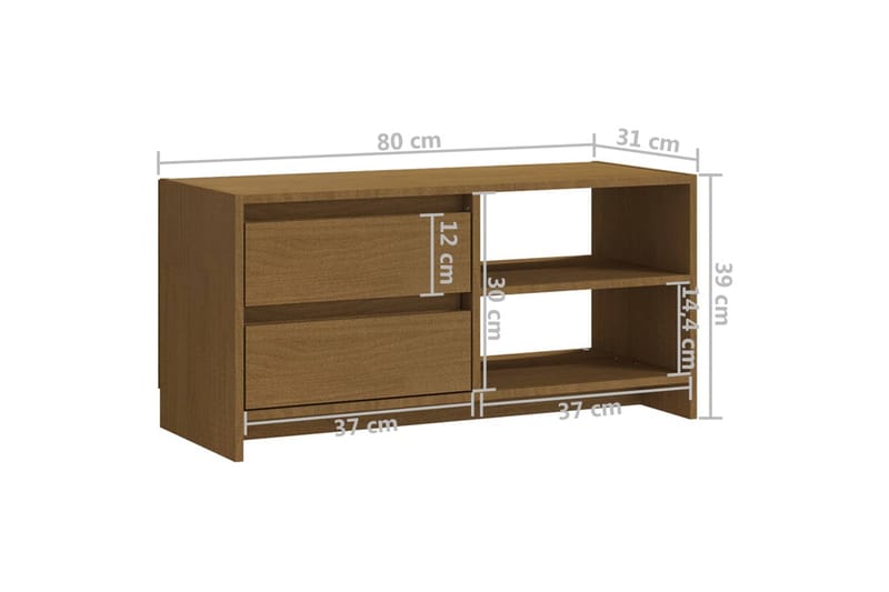 TV-bänk honungsbrun 80x31x39 cm massiv furu - Brun - Möbler - Vardagsrum - Tv-möbler & mediamöbler - Tv-bänkar