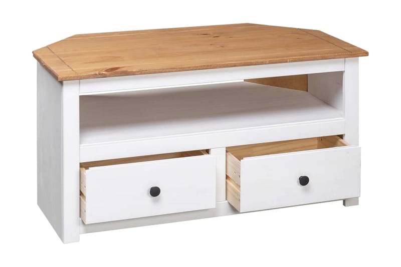TV-bänk hörn vit 93x49x49 cm massiv furu panama - Vit - Möbler - Vardagsrum - Tv-möbler & mediamöbler - Tv-bänkar
