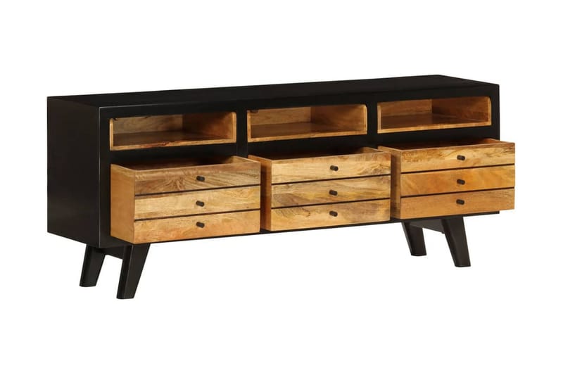 TV-bänk i massivt mangoträ 120x30x50 cm - Svart - Möbler - Vardagsrum - Tv-möbler & mediamöbler - Tv-bänkar