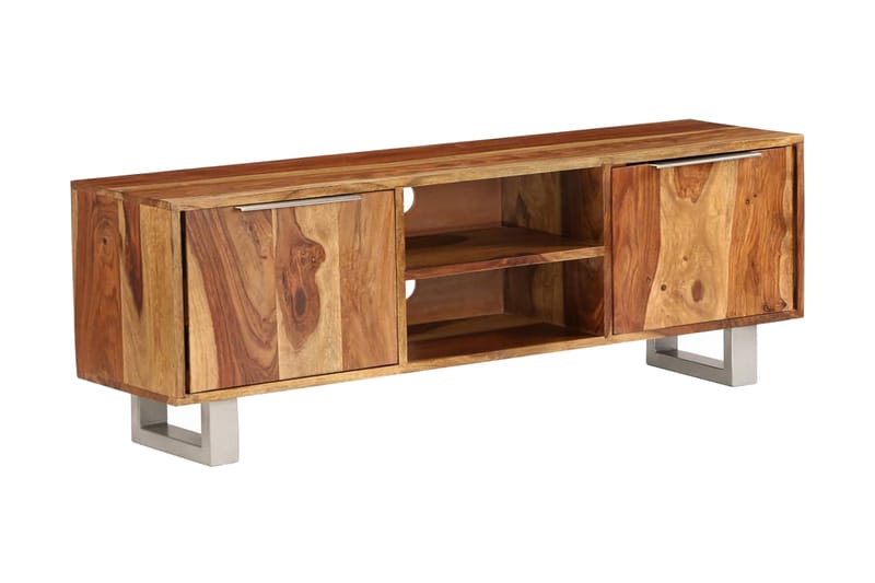 TV-bänk i massivt sheshamträ med honingsfinish 118x30x40 cm - Brun - Möbler - Vardagsrum - Tv-möbler & mediamöbler - Tv-bänkar