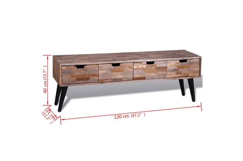 TV-bänk konsolbord i återvunnen teak med 4 lådor - Brun - Möbler - Vardagsrum - Tv-möbler & mediamöbler - Tv-bänkar