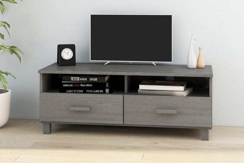 TV-bänk ljusgrå 106x40x40 cm massiv furu - Grå - Möbler - Vardagsrum - Tv-möbler & mediamöbler - Tv-bänkar