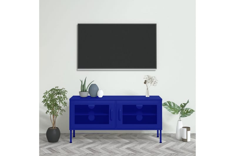 Tv-bänk marinblå 105x35x50 cm stål - Blå - Tv-bänkar