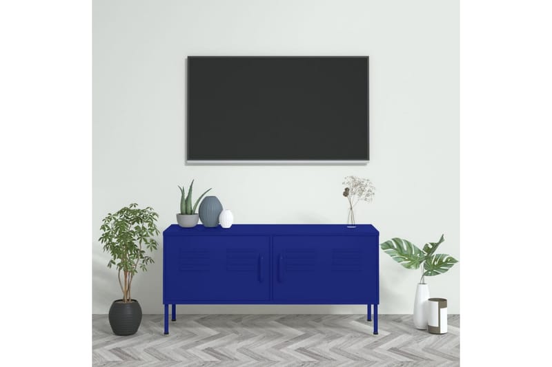 Tv-bänk marinblå 105x35x50 cm stål - Blå - Tv-bänkar