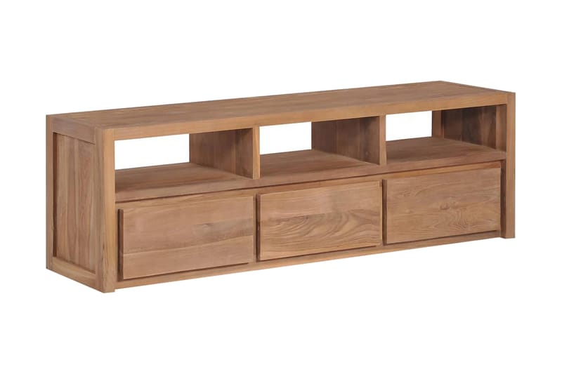 TV-bänk massiv teak med naturlig finish 120x30x40 cm - Brun - Tv-bänkar