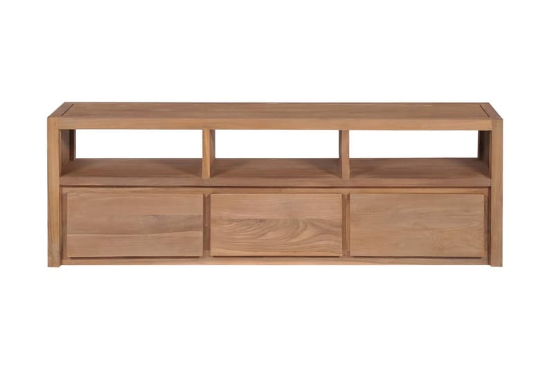 TV-bänk massiv teak med naturlig finish 120x30x40 cm - Brun - Tv-bänkar