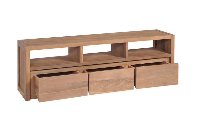 TV-bänk massiv teak med naturlig finish 120x30x40 cm - Brun - Möbler - Vardagsrum - Tv-möbler & mediamöbler - Tv-bänkar