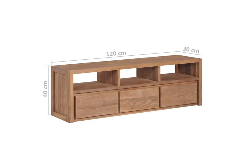 TV-bänk massiv teak med naturlig finish 120x30x40 cm - Brun - Tv-bänkar