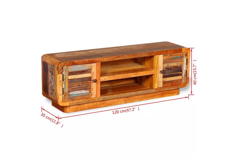 TV-bänk massivt återvunnet trä 120x30x40 cm - Flerfärgad - Möbler - Vardagsrum - Tv-möbler & mediamöbler - Tv-bänkar