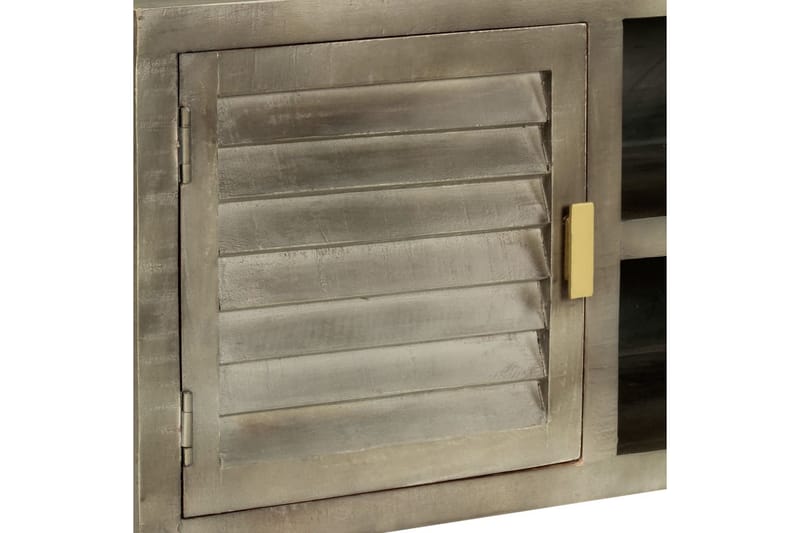TV-bänk massivt mangoträ grå med mässing 110x30x48 cm - Grå - Möbler - Vardagsrum - Tv-möbler & mediamöbler - Tv-bänkar